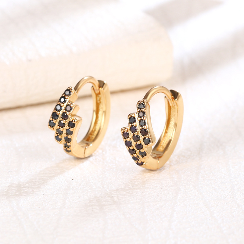 gold color plated with black rhinestone