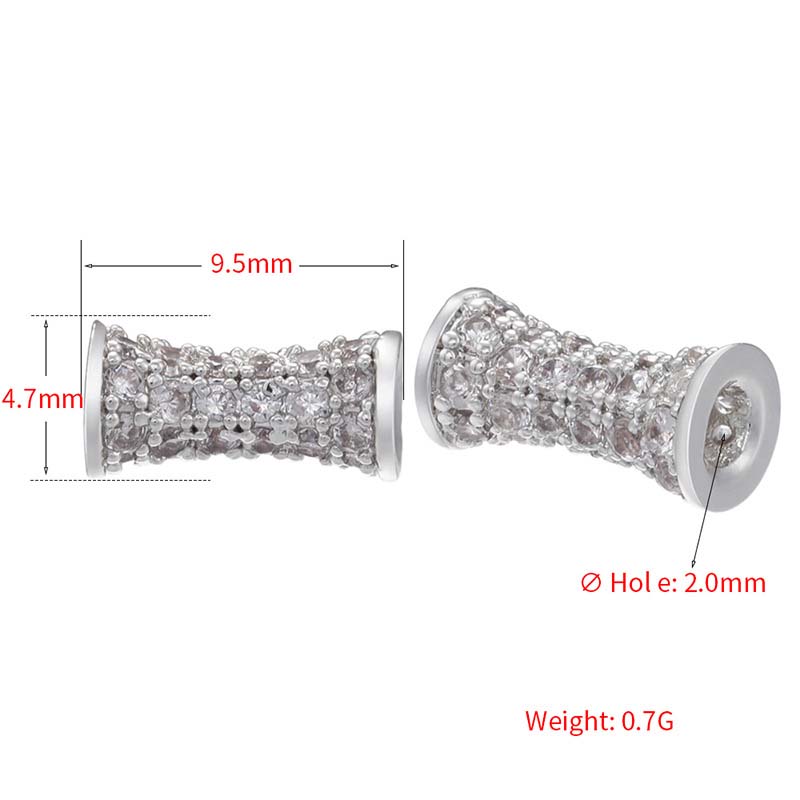 White Gold Large Small Waist Bead 9.5x4.7mm