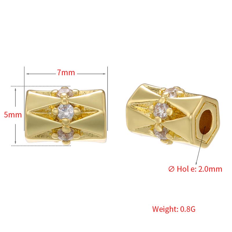 1:Gold Chamfered Zircon Beads 7x5mm