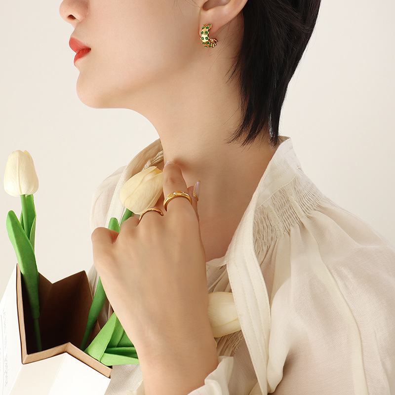 4:F057-Golden Green Zircon Earrings