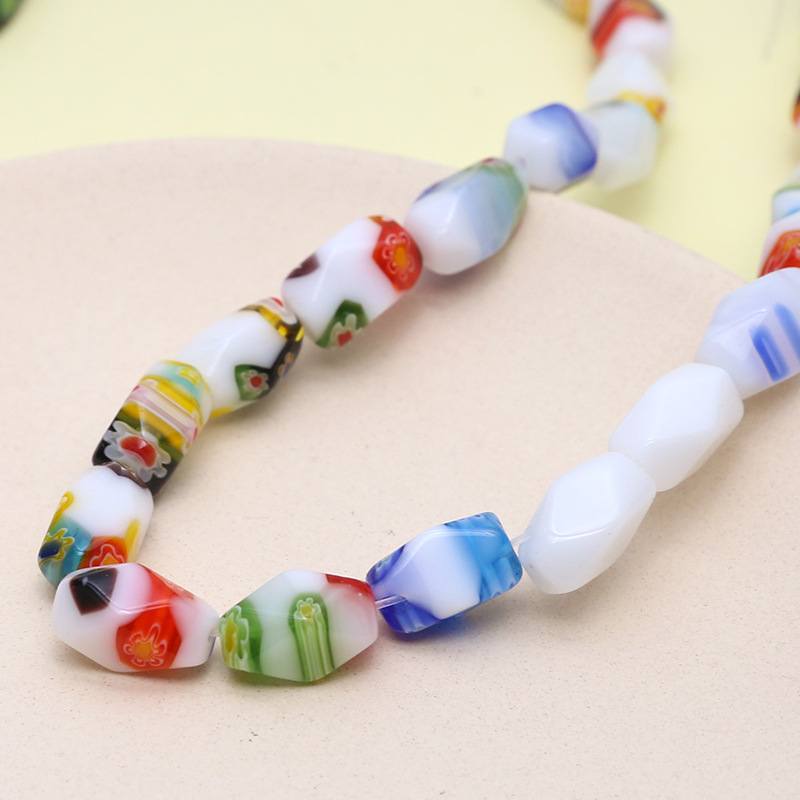 2:2# Multi-faceted cutting shape (color and white strip) 8*14mm