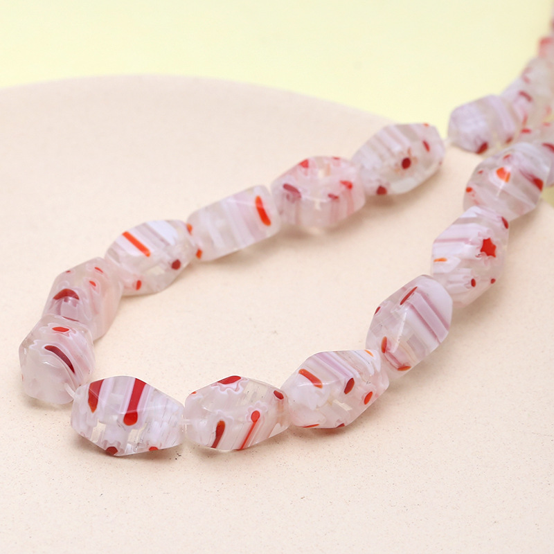 4:4# multi-faceted cutting shape (red and white strip) 8*14mm