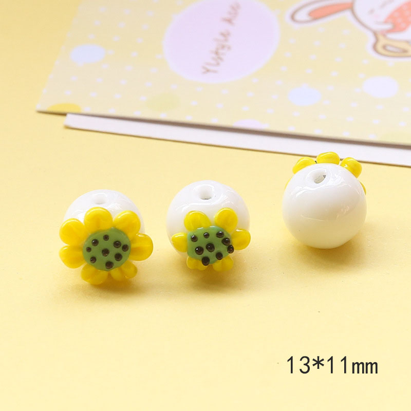 14# sun flower beads glass beads 13*11mm