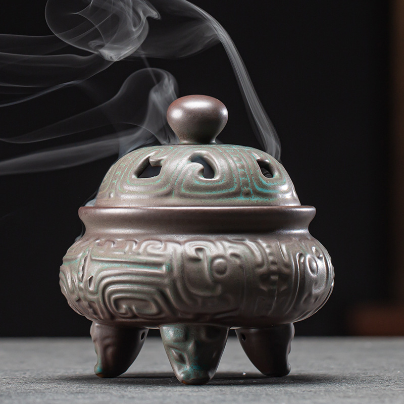 Ancient pattern three-legged incense burner - auspicious cloud pattern 10.7*10.7*11.4cm