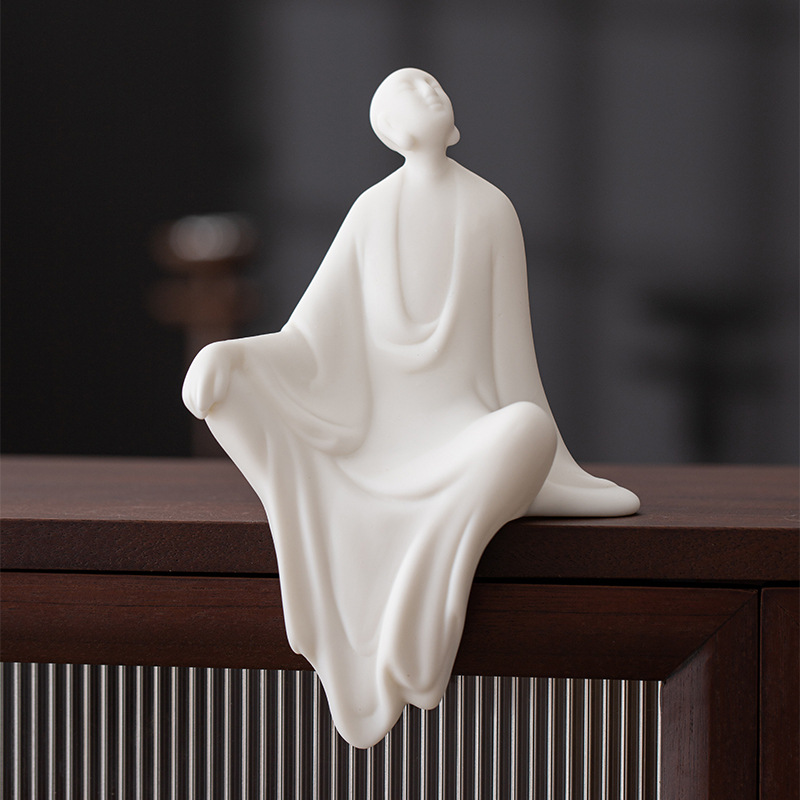 White Porcelain Ornament-Draping Clothes-Zen 11*6.2*16cm