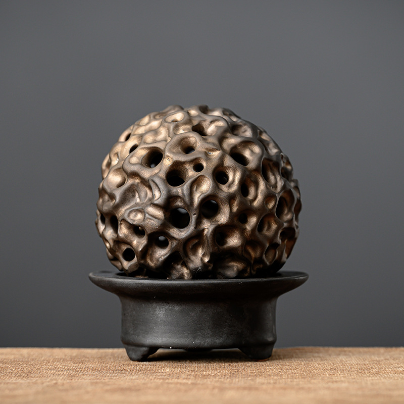 Dragon Ball Spherical Exquisite Taihu Stone Incense Burner 10.6*12cm