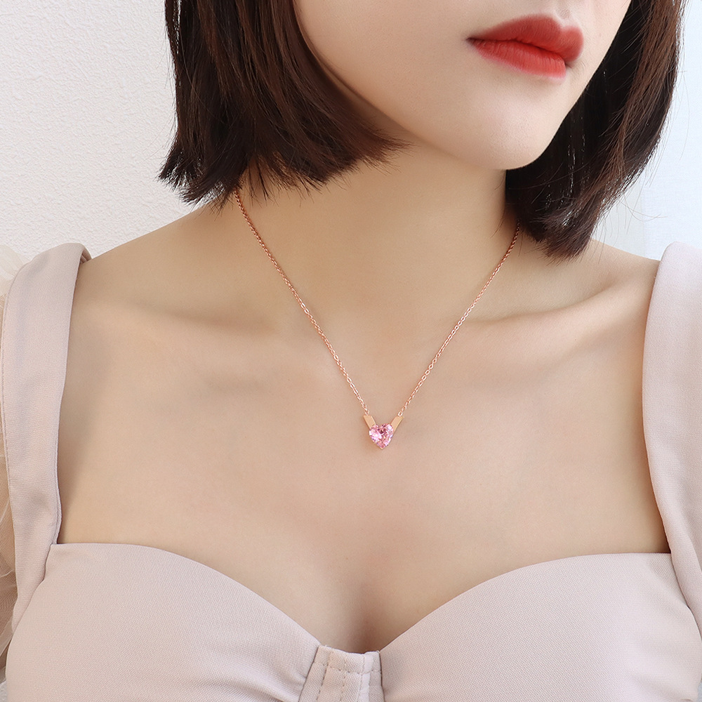 P203 Rose Gold Pink Diamond Necklace
