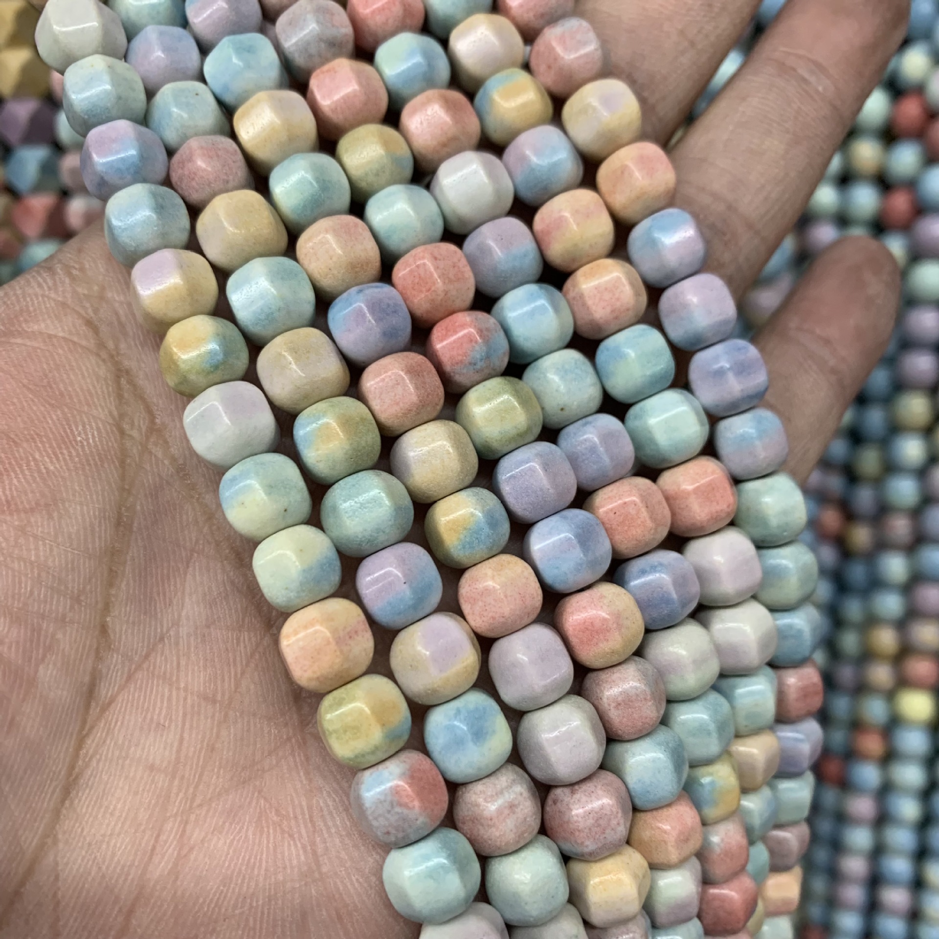 7-8mm six-sided beads 55 pieces