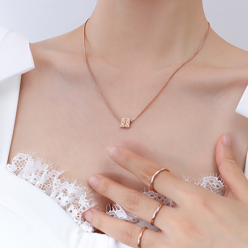 9:Rose Gold/Box Chain/Small/45 5cm 7.5mm