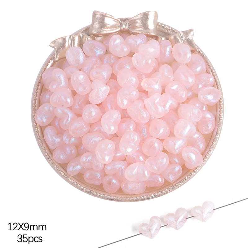 Pink fat peach heart 12×9mm about 35 pieces
