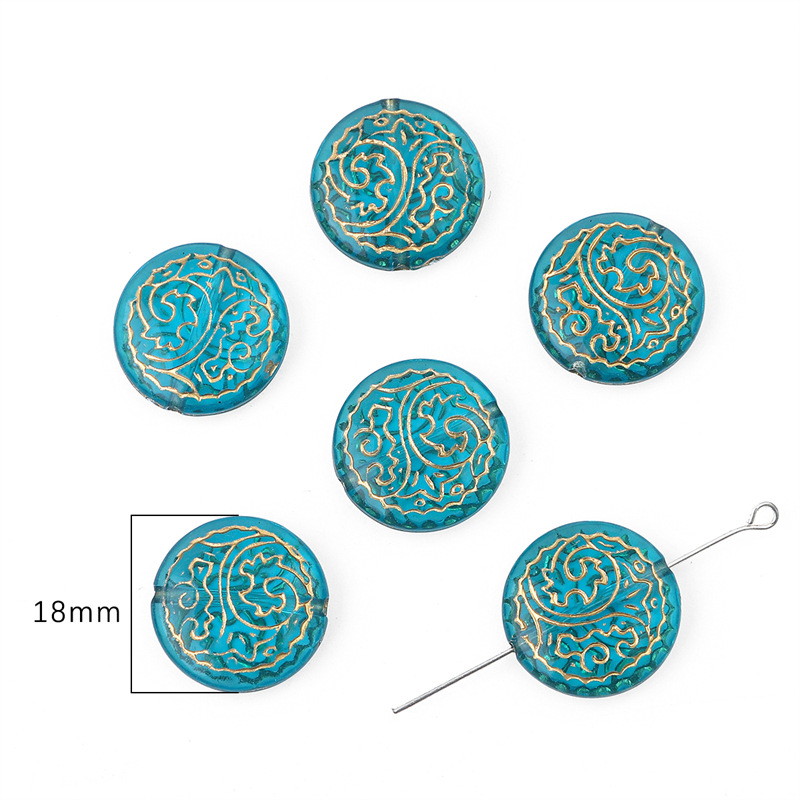 8:#09 Flat Round Carving 15 pcs/pack