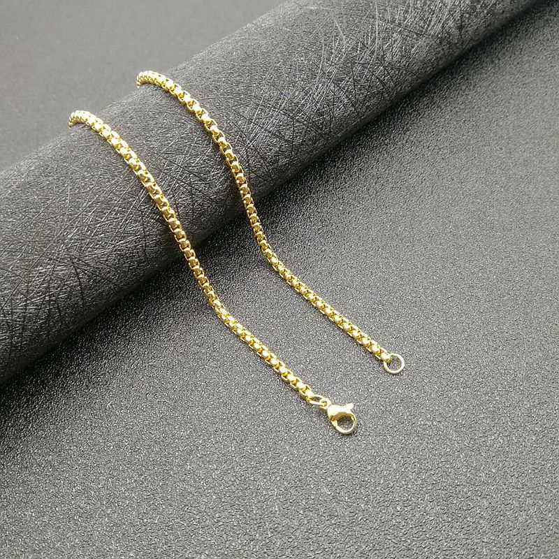 2:Gold 3mm*61cm Square Bead Chain