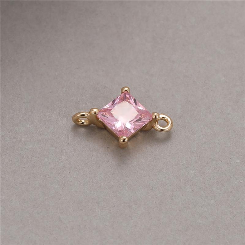 14K Gold H-0927 Pink Double Hanging 10x6mm