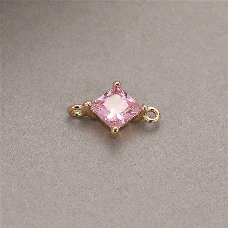 14K Gold H-0927 Pink Double Hanging 10x6mm