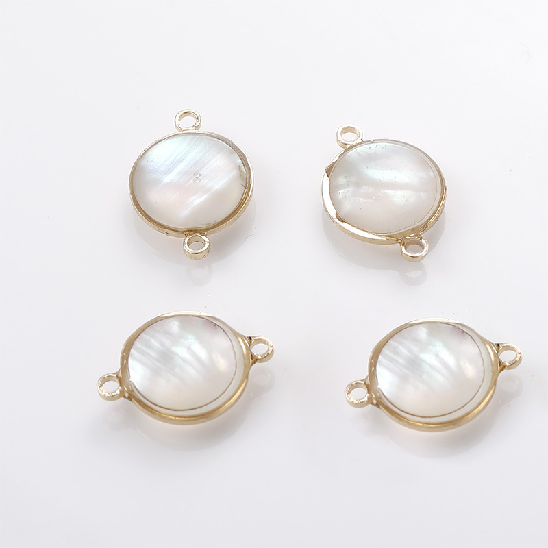 1# Small round white shell double hanging [1 piece] about 12*17mm