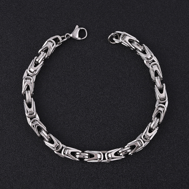 8MM wide flat link chain steel color
