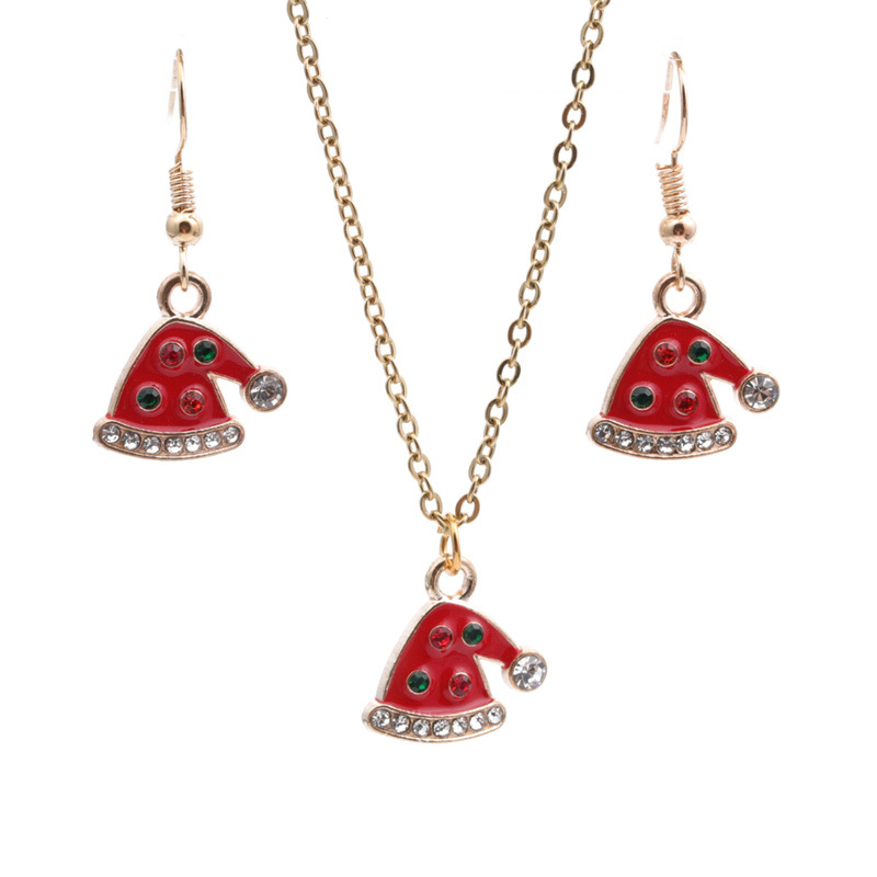 B Christmas hat earrings necklace set