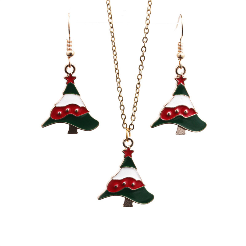 Christmas tree earrings necklace set A