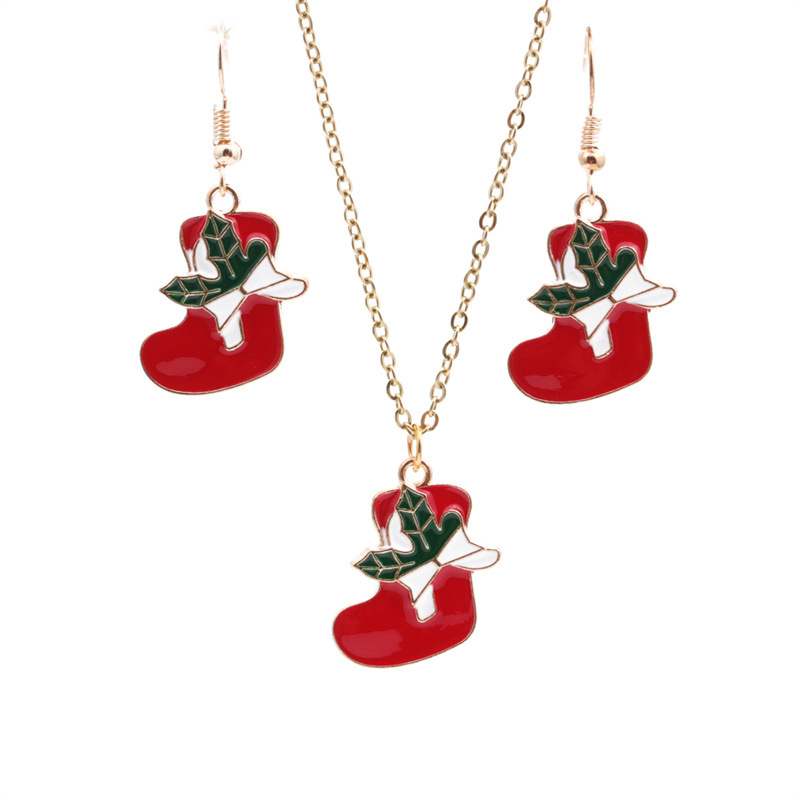 1:Christmas Socks Earrings Necklace Set