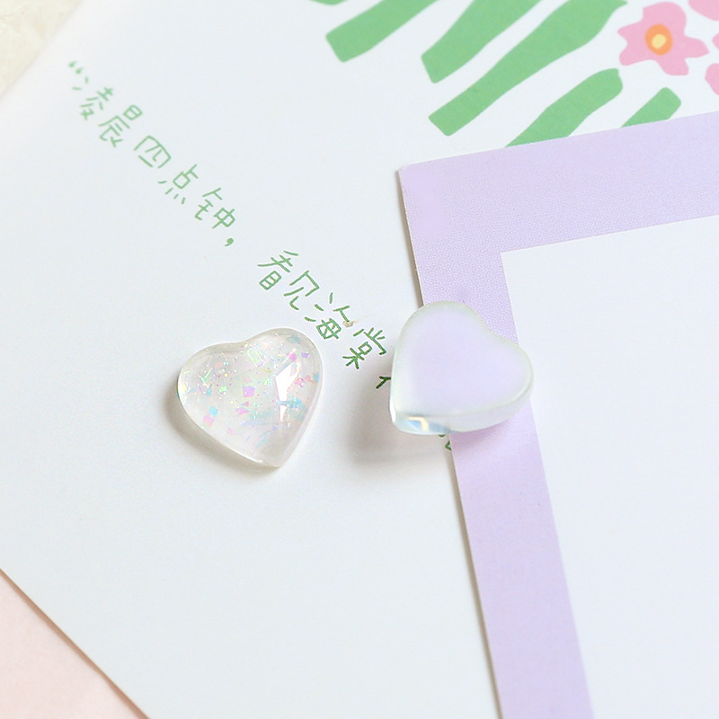 1:1#Colorful white heart 12x12mm