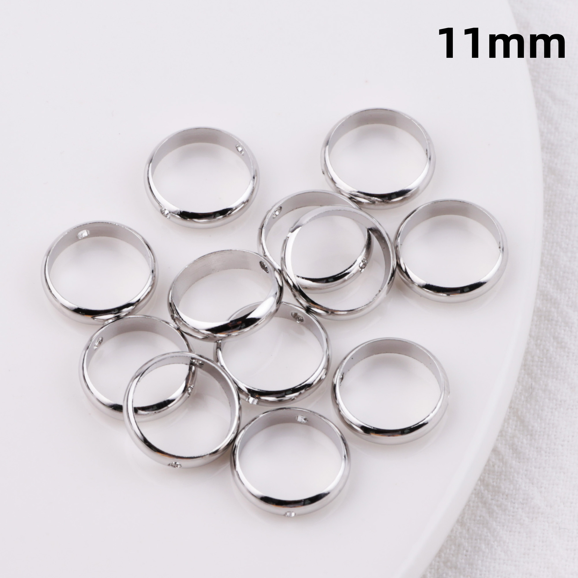 White Gold Copper 11mm Double Hole Ring