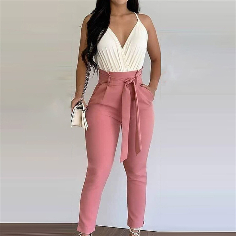 white top and pink pants