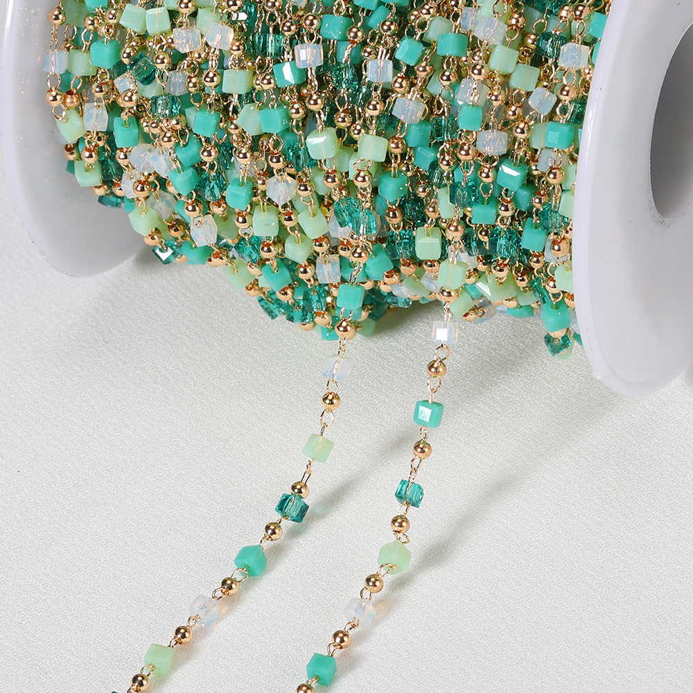 Blue-green beads   KC gold chain