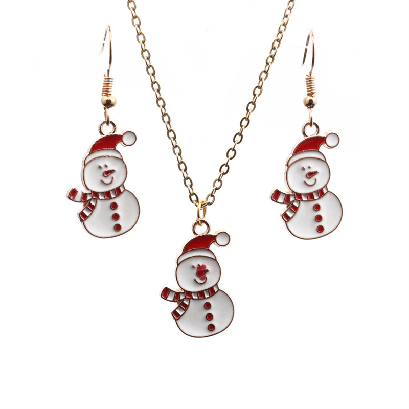 1:Christmas Snowman Earring Necklace Set
