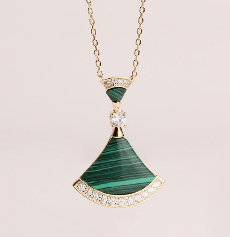 gold color plated with malachite