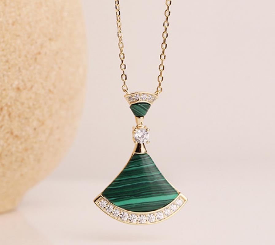 gold color plated with malachite