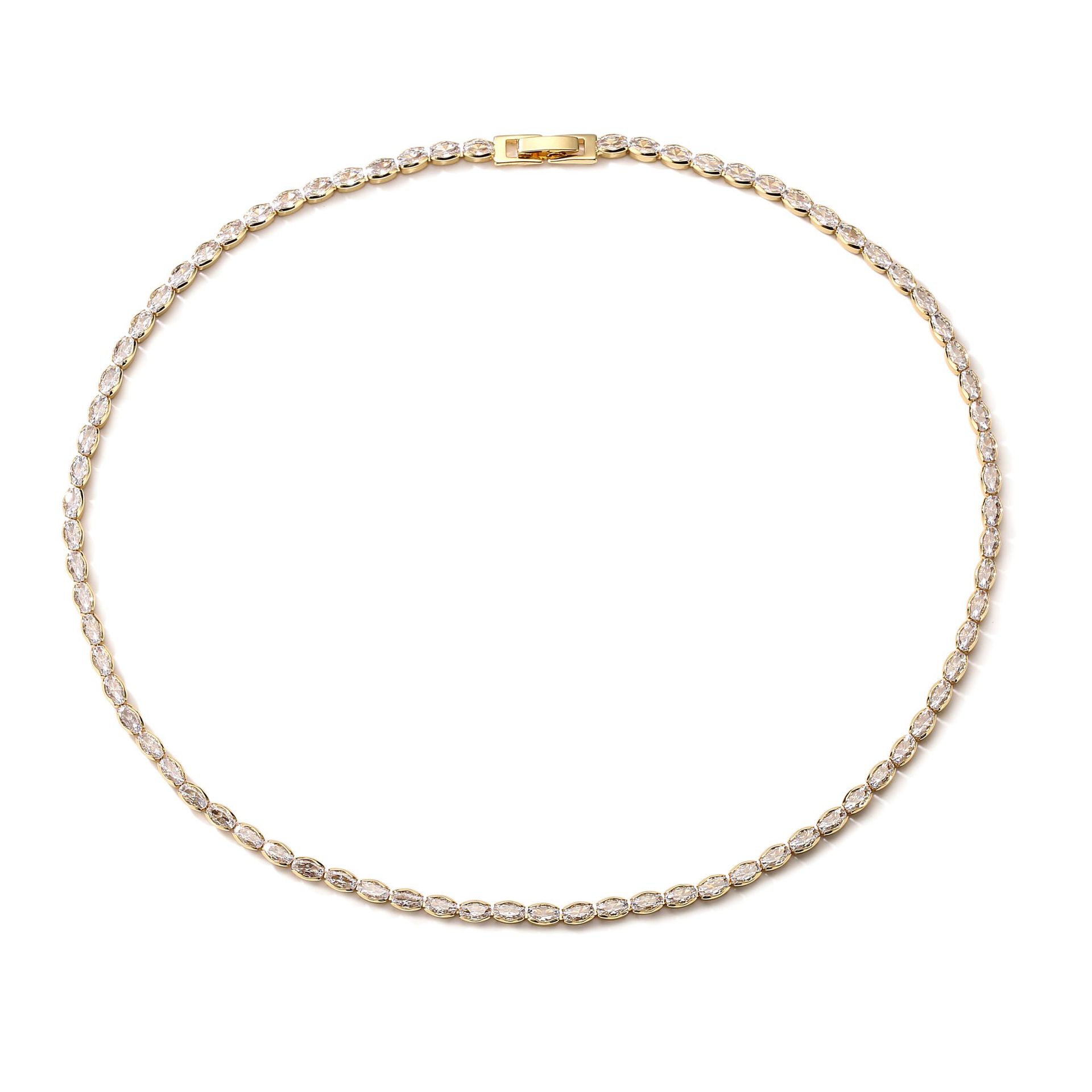 1:Oval Gold Necklace 45cm