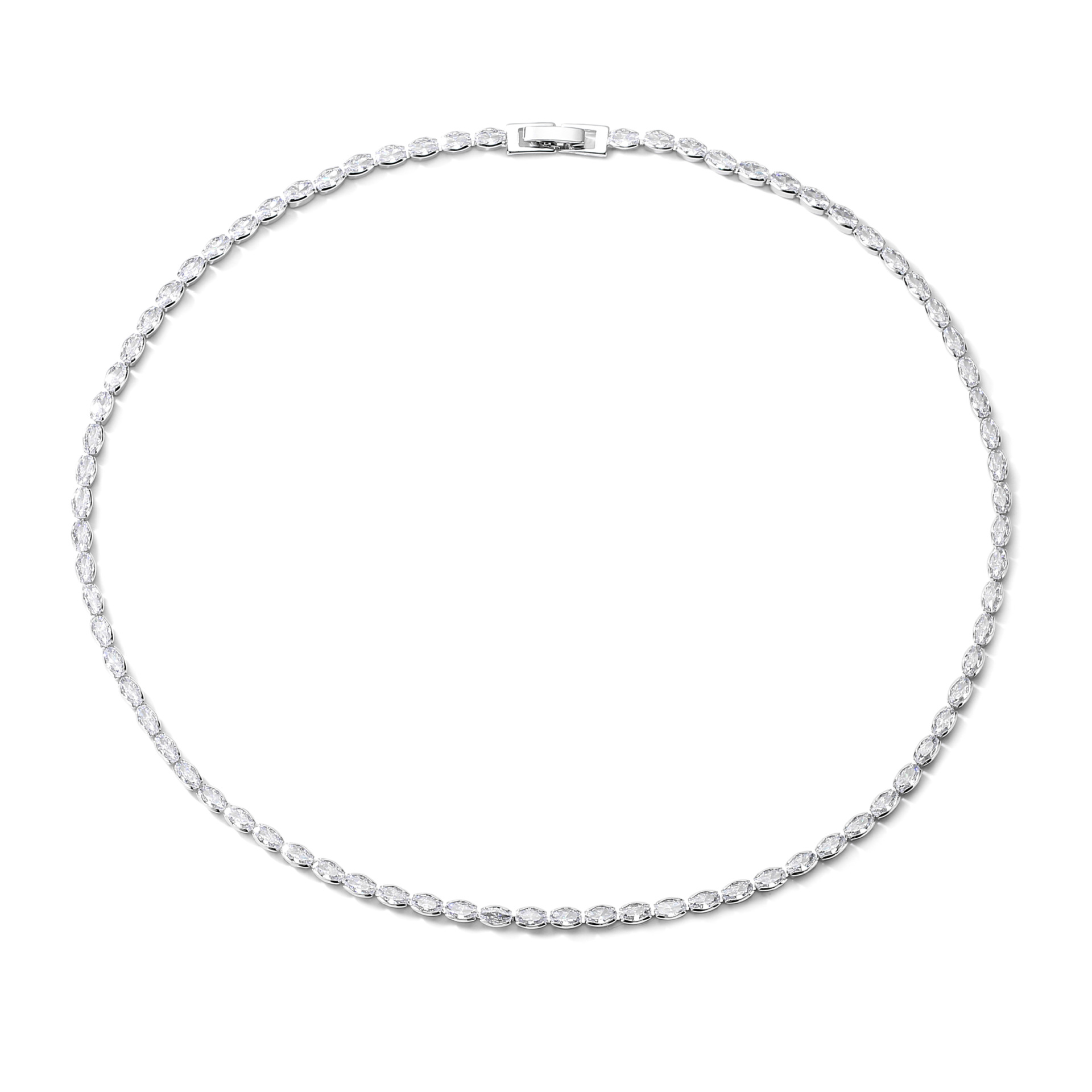 Oval White Gold Necklace Color 45cm