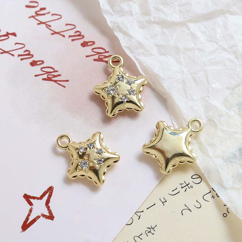 3#k gold five-pointed star 13x15mm