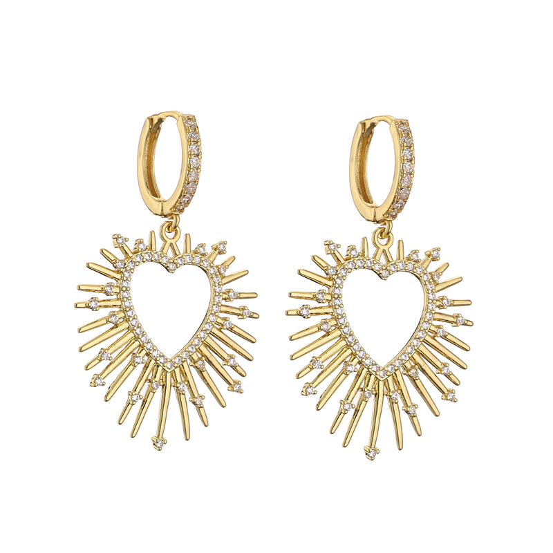 1 pair of golden white diamond earrings