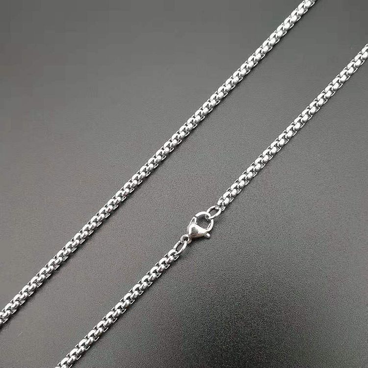 4:Chain width 3mm length 60CM steel color square pearl chain