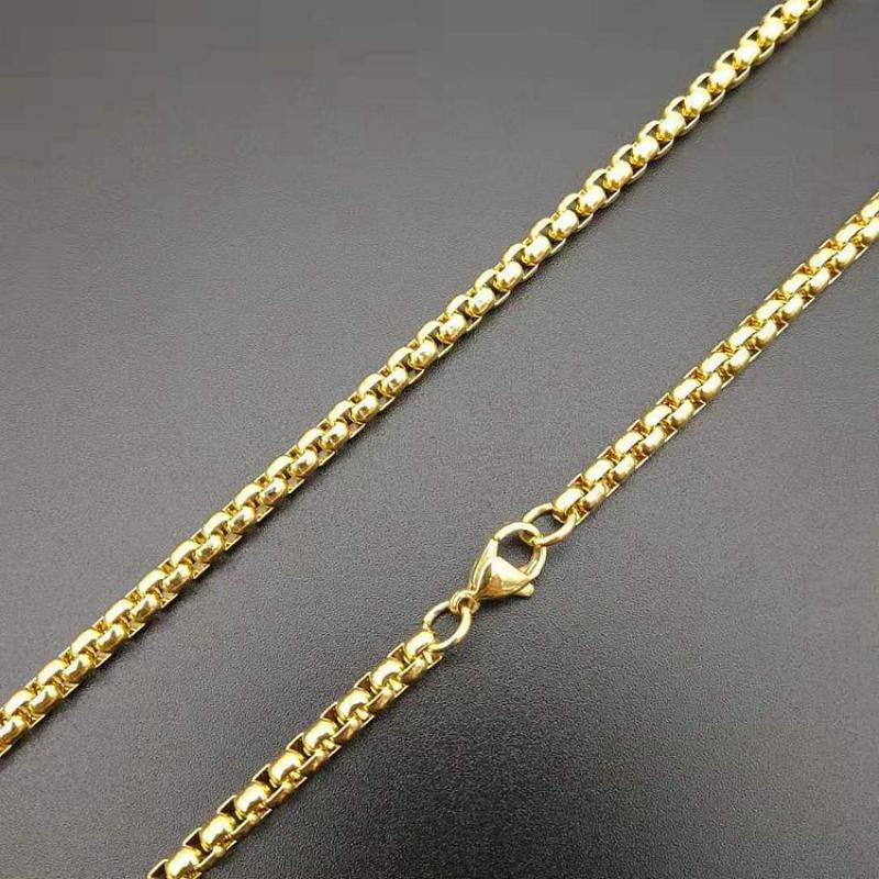 Chain width 3mm length 60CM golden square pearl ch