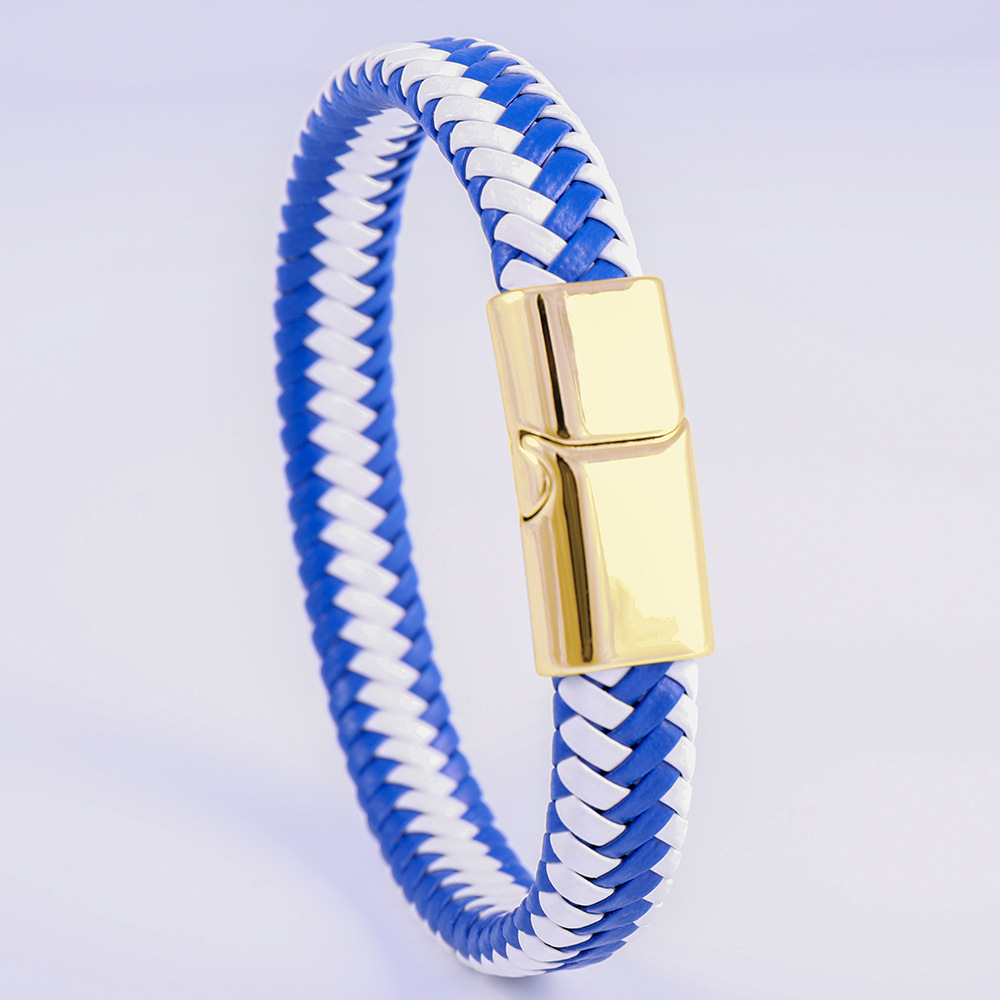 1:White and blue golden buckle