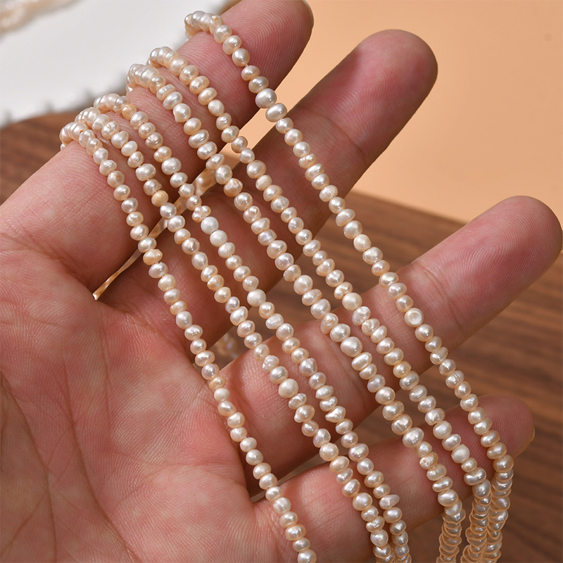 4:4#3mm beige pearl [1 about 160 pieces] about 35cm long