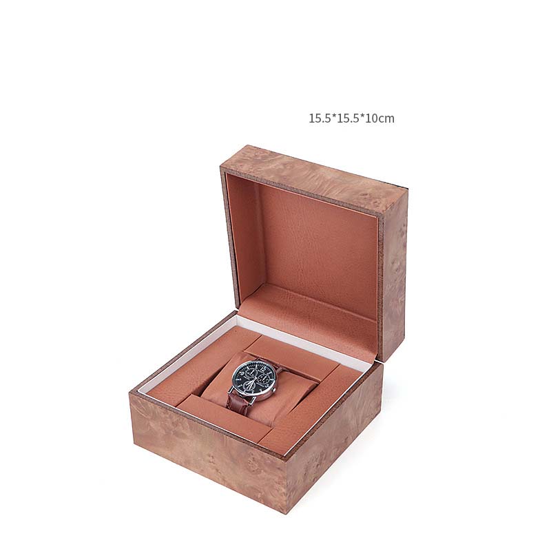 Black Edge Red Wooden Watch Box 15.5x15.5x10cm