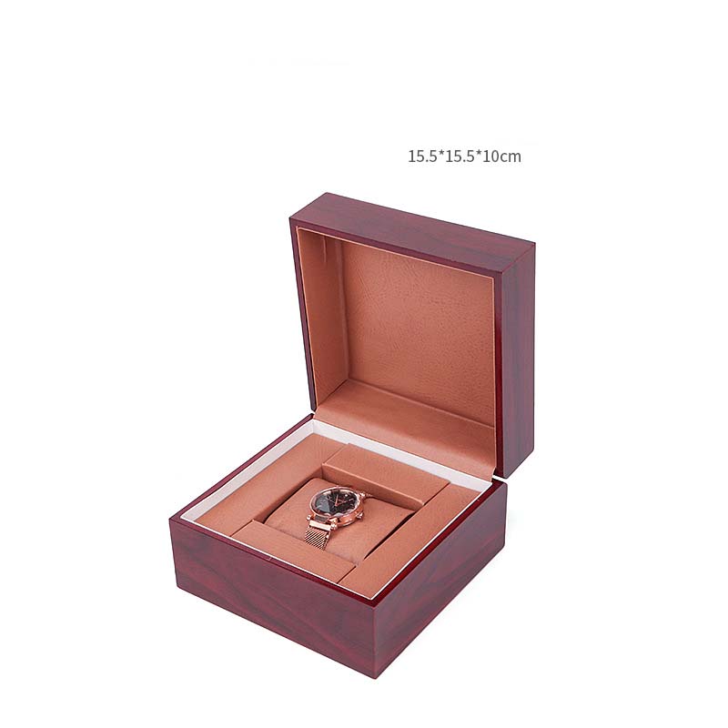 Black border passe wood watch box 15.5x15.5x10cm