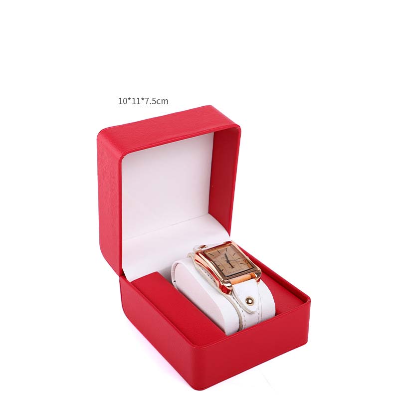 Red-PU Leather Watch Box 10x11x7.5cm Watch Box