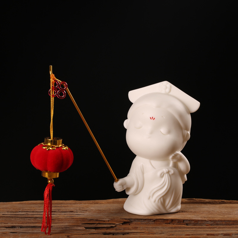 Xiaogong'e Lantern Ornament - White Porcelain Noodles (Send incense   Small Lantern)
