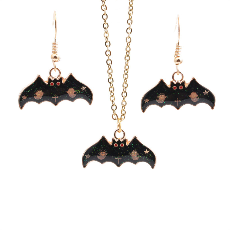 Bat earring necklace set