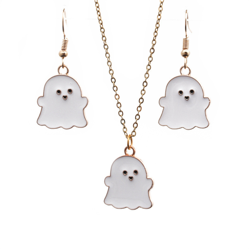 White Ghost earring necklace set
