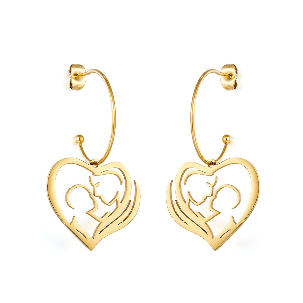 Hollow heart-shaped mother-child gold