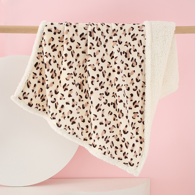 Cashmere double-sided blanket leopard print