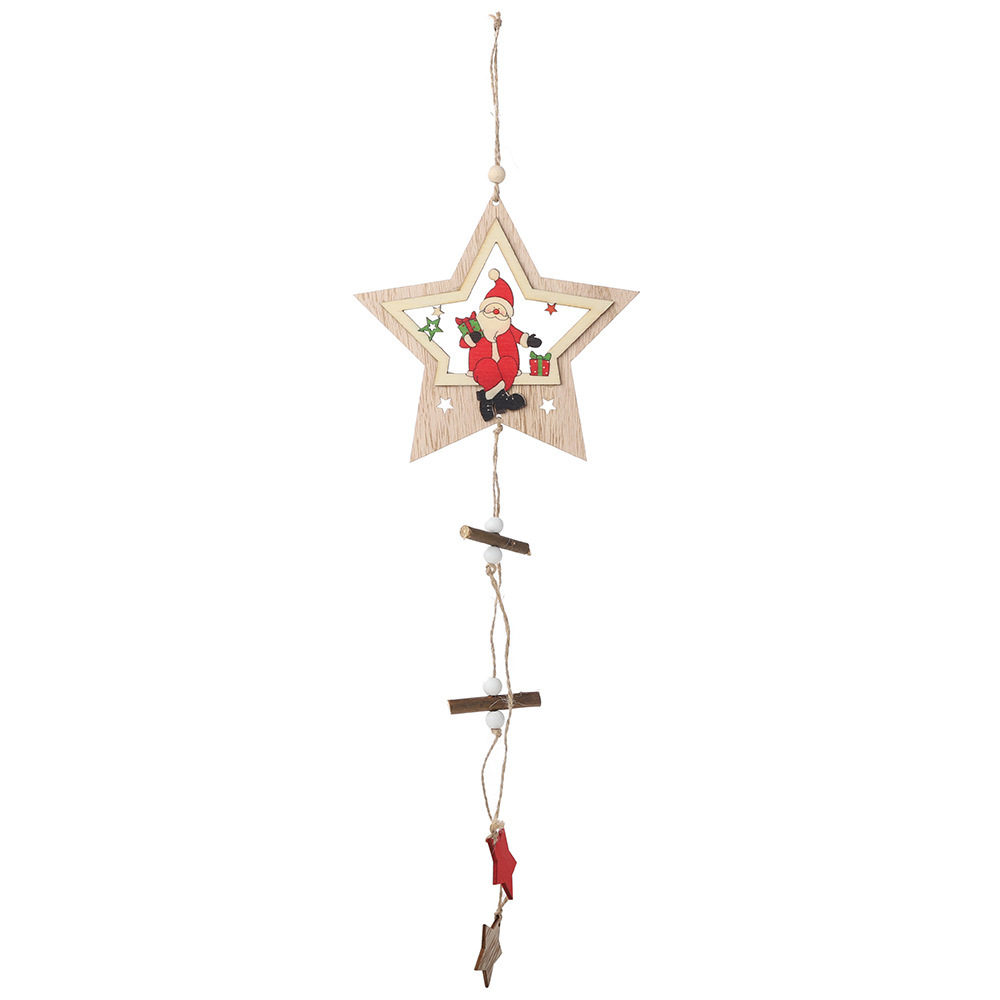 Wooden five-pointed star pendant old age model 42x15cm