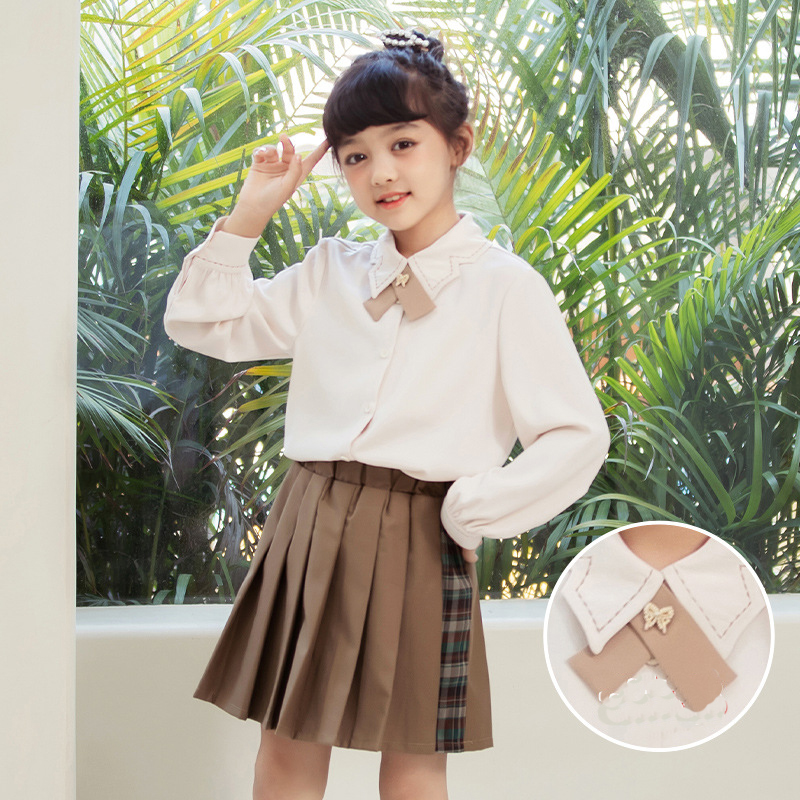 Beige shirt with square collar