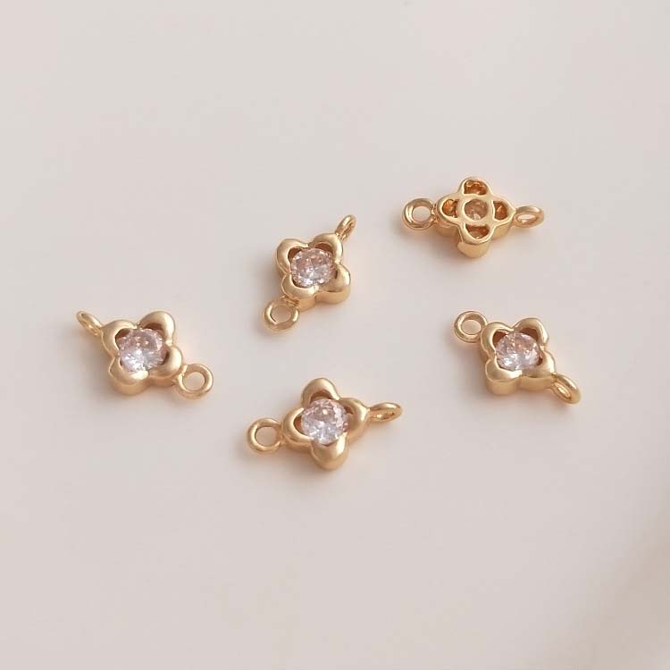 1:6x10mm flower shaped four-leaf clover double hanging