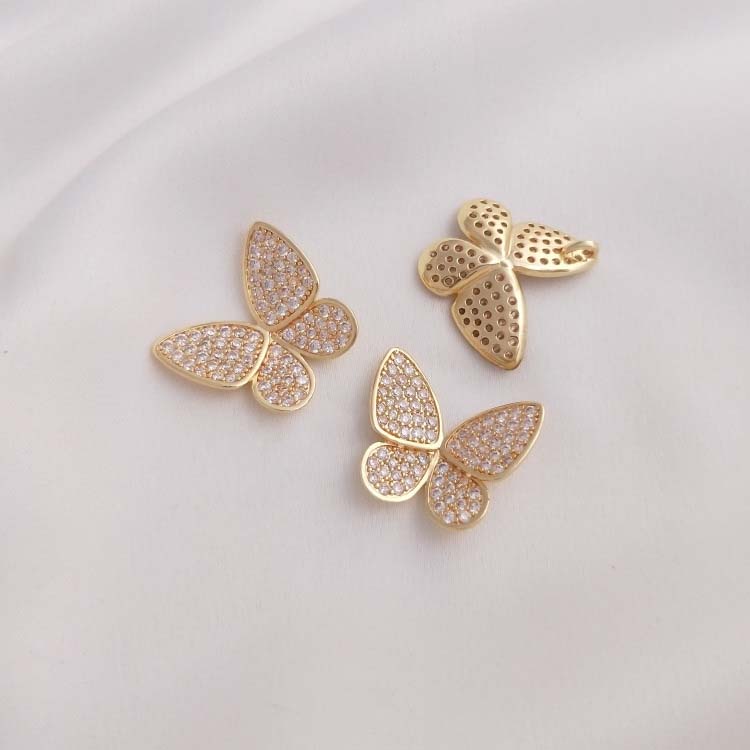 Butterfly pendant full of zirconium 20.3x17.6mm